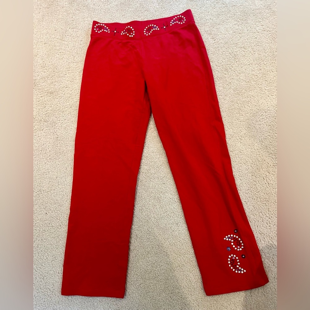 NWT Vintage‎ Victoria Secret Embellished Red Flare Pants Size Medium